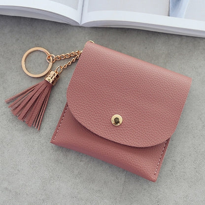 แฟชั่นผู้หญิงกระเป๋าสตางค์หนังสั้น MINI Casual ID ผู้ถือบัตรกระเป๋าสุภาพสตรีเหรียญคลัทช์พู่กระเป๋า