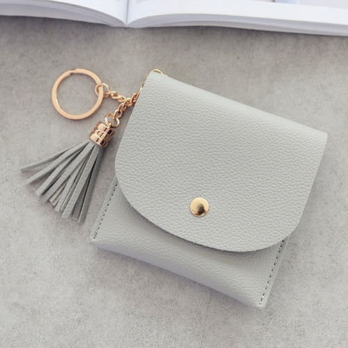แฟชั่นผู้หญิงกระเป๋าสตางค์หนังสั้น MINI Casual ID ผู้ถือบัตรกระเป๋าสุภาพสตรีเหรียญคลัทช์พู่กระเป๋า