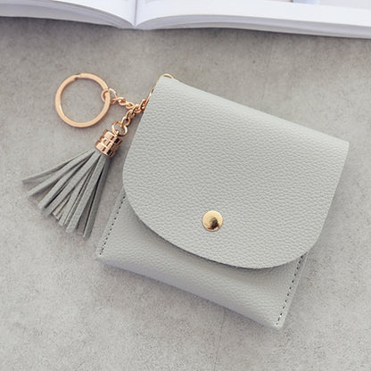 แฟชั่นผู้หญิงกระเป๋าสตางค์หนังสั้น MINI Casual ID ผู้ถือบัตรกระเป๋าสุภาพสตรีเหรียญคลัทช์พู่กระเป๋า