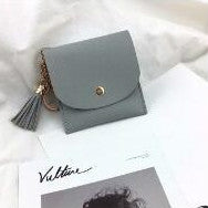 แฟชั่นผู้หญิงกระเป๋าสตางค์หนังสั้น MINI Casual ID ผู้ถือบัตรกระเป๋าสุภาพสตรีเหรียญคลัทช์พู่กระเป๋า