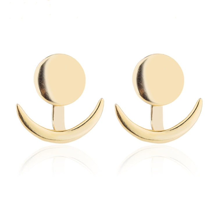 อินเทรนด์ Crescent Moon น่ารักหูแจ็คเก็ตเรขาคณิตต่างหูสตั๊ดกลมสำหรับผู้หญิง, Silver