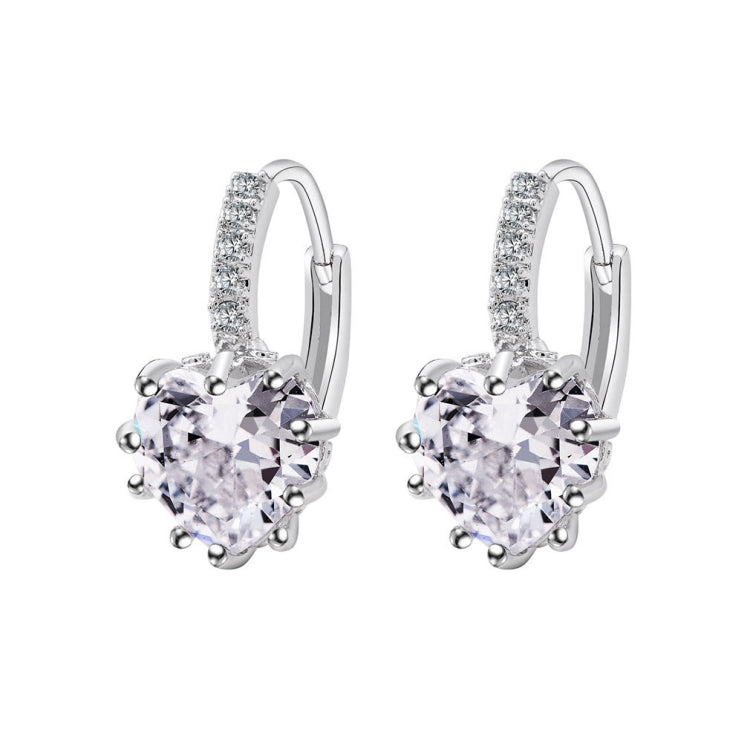 น่ารักหัวใจจริง 925 เงินสเตอร์ลิงต่างหูหิน Cubic Zirconia, Platinum with white Zirconia, Platinum with Purple Zirconia, Platinum with sea blue Zirconia, Platinum with Champagne, Platinum with Olive green, gold with Yellow Zirconia