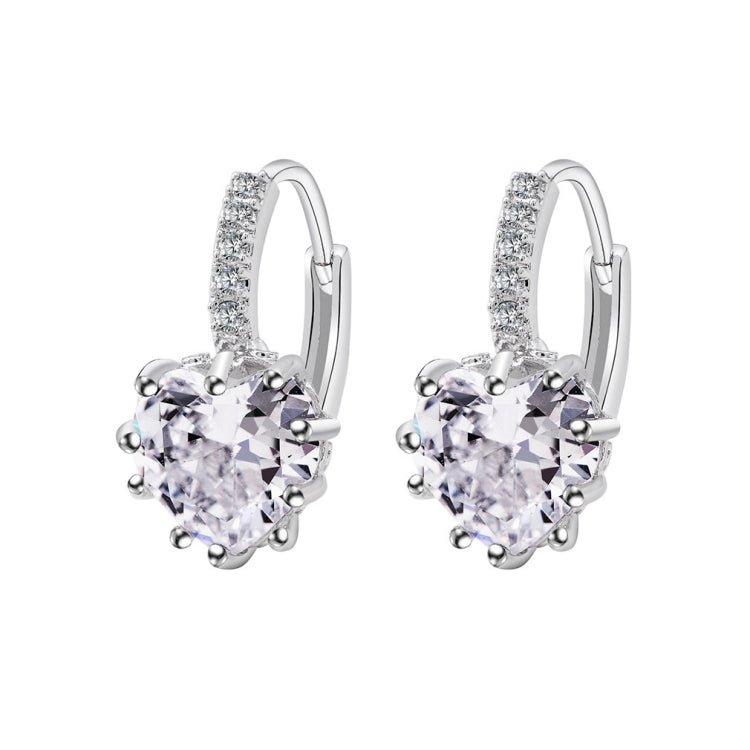 น่ารักหัวใจจริง 925 เงินสเตอร์ลิงต่างหูหิน Cubic Zirconia, Platinum with white Zirconia, Platinum with Purple Zirconia, Platinum with sea blue Zirconia, Platinum with Champagne, Platinum with Olive green, gold with Yellow Zirconia