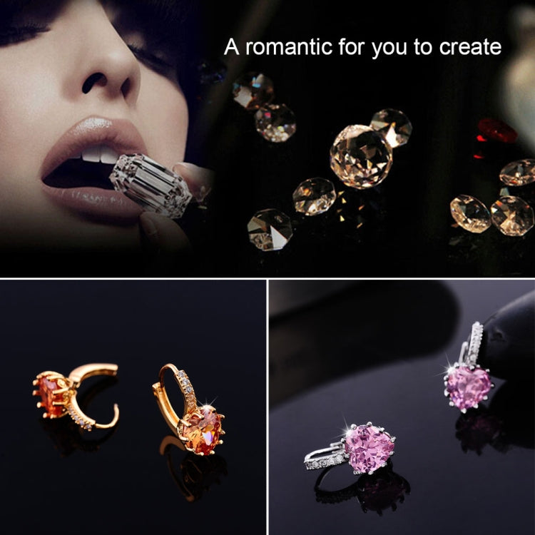 น่ารักหัวใจจริง 925 เงินสเตอร์ลิงต่างหูหิน Cubic Zirconia, Platinum with white Zirconia, Platinum with Purple Zirconia, Platinum with sea blue Zirconia, Platinum with Champagne, Platinum with Olive green, gold with Yellow Zirconia
