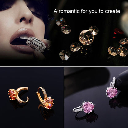 น่ารักหัวใจจริง 925 เงินสเตอร์ลิงต่างหูหิน Cubic Zirconia, Platinum with white Zirconia, Platinum with Purple Zirconia, Platinum with sea blue Zirconia, Platinum with Champagne, Platinum with Olive green, gold with Yellow Zirconia