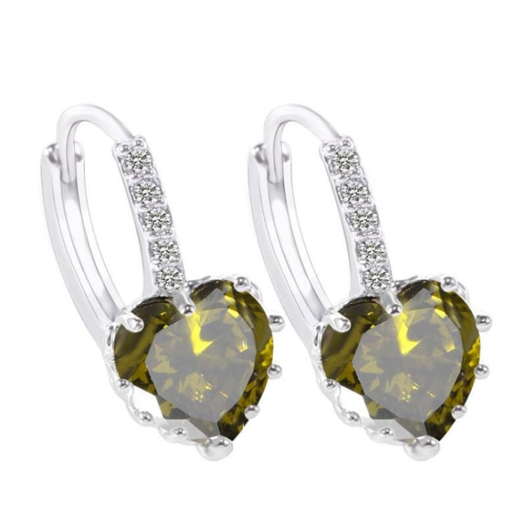 น่ารักหัวใจจริง 925 เงินสเตอร์ลิงต่างหูหิน Cubic Zirconia, Platinum with white Zirconia, Platinum with Purple Zirconia, Platinum with sea blue Zirconia, Platinum with Champagne, Platinum with Olive green, gold with Yellow Zirconia