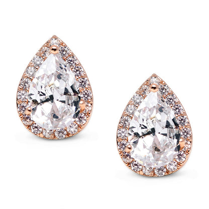 ต่างหู Heart Seed Drop ต่างหูเพทายแฟชั่นสตั๊ด, rose gold, gold, White