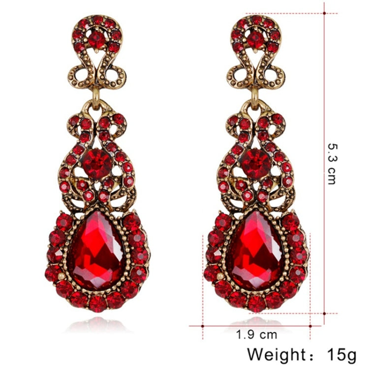 ต่างหูทรงหยดน้ำแบบคลาสสิก ต่างหูสตั๊ดโลหะผสมบรรยากาศที่พูดเกินจริง, Red