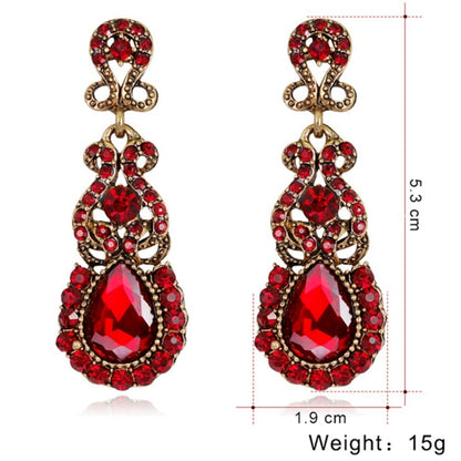 ต่างหูทรงหยดน้ำแบบคลาสสิก ต่างหูสตั๊ดโลหะผสมบรรยากาศที่พูดเกินจริง, Red