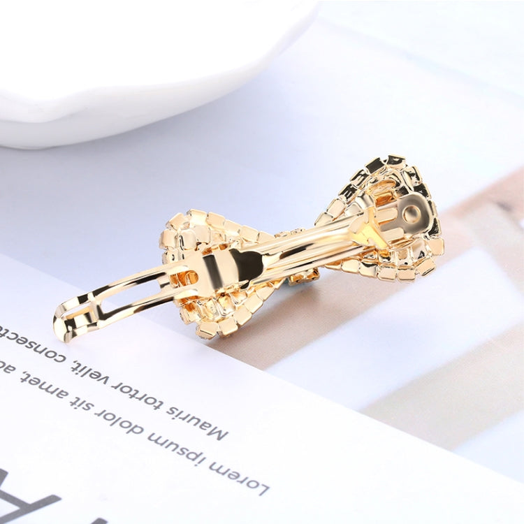 2 ชิ้นแฟชั่นผู้หญิงคริสตัล Rhinestone กิ๊บติดผมโบว์ปิ่นปักผม