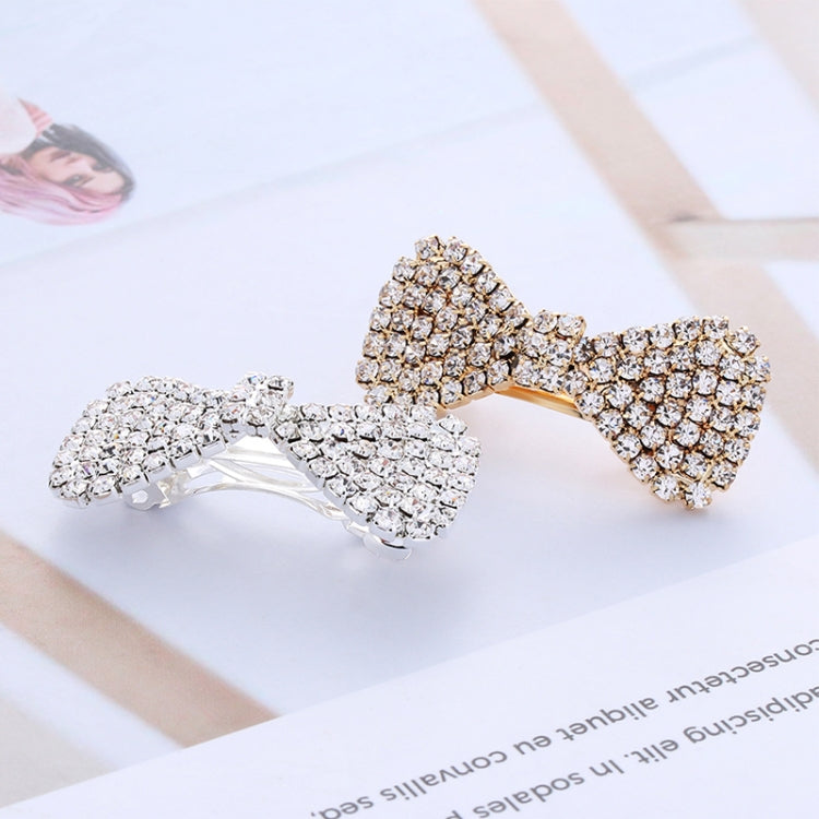 2 ชิ้นแฟชั่นผู้หญิงคริสตัล Rhinestone กิ๊บติดผมโบว์ปิ่นปักผม