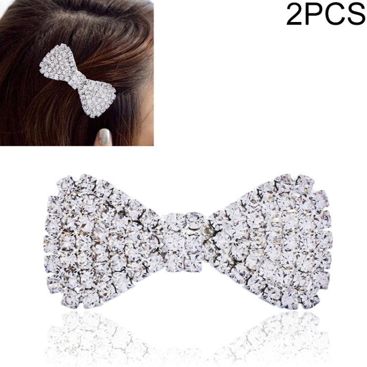 2 ชิ้นแฟชั่นผู้หญิงคริสตัล Rhinestone กิ๊บติดผมโบว์ปิ่นปักผม