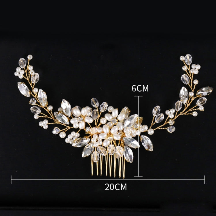 Golden Pearl แถบคาดศีรษะ Tiaras คริสตัล Rhinestone เจ้าสาวหวีผม Headpiece, Golden Pearl