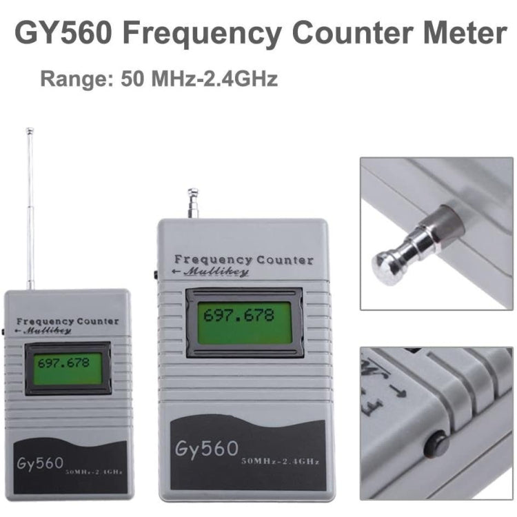 GY560 เครื่องวัดความถี่มือถือแบบพกพาเครื่องส่งรับวิทยุความถี่เครื่องมือวัด