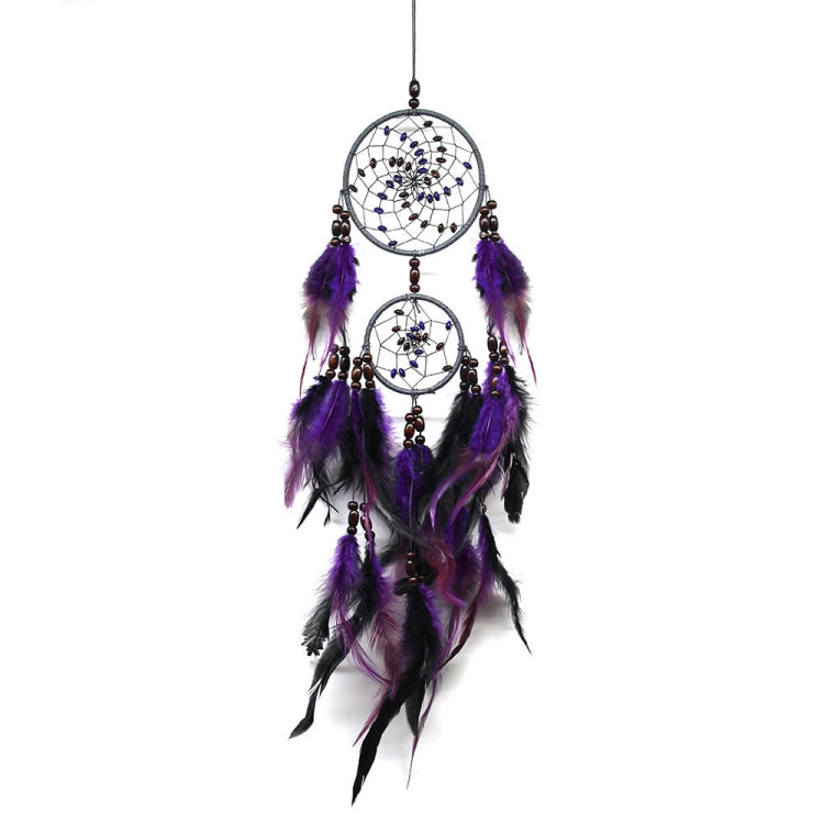 สร้างสรรค์งานทอผ้าขนนกสีม่วงลูกปัดฝันจับเครื่องประดับแขวนผนัง, Purple Feather  Beads Dream Catcher