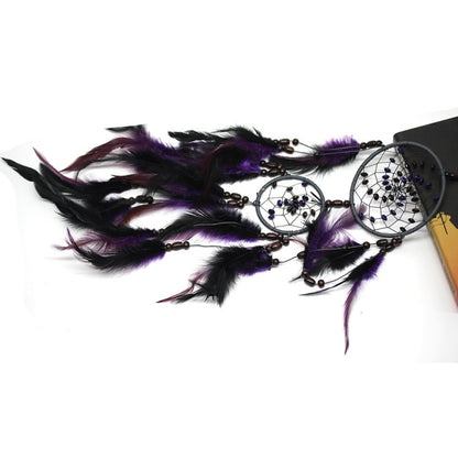 สร้างสรรค์งานทอผ้าขนนกสีม่วงลูกปัดฝันจับเครื่องประดับแขวนผนัง, Purple Feather  Beads Dream Catcher