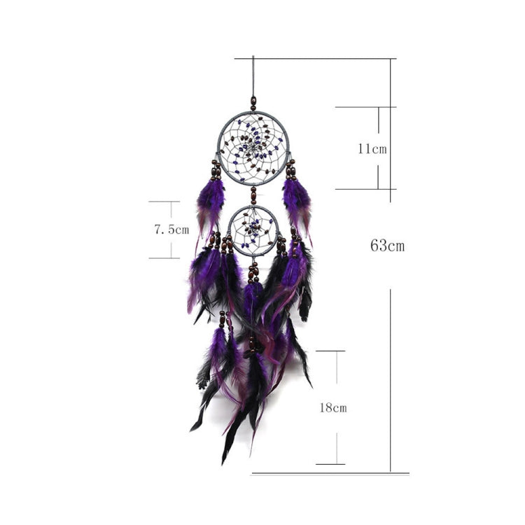 สร้างสรรค์งานทอผ้าขนนกสีม่วงลูกปัดฝันจับเครื่องประดับแขวนผนัง, Purple Feather  Beads Dream Catcher