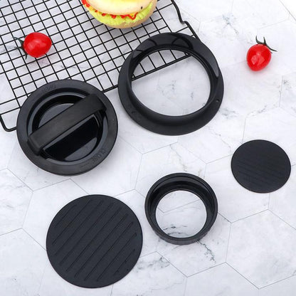 2 ชิ้นแฮมเบอร์เกอร์กดเนื้อเครื่องมือแพตตี้ชงแม่พิมพ์ Cutlet, 2PCS Black