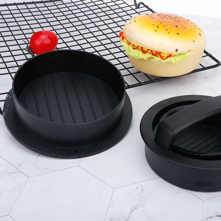 2 ชิ้นแฮมเบอร์เกอร์กดเนื้อเครื่องมือแพตตี้ชงแม่พิมพ์ Cutlet, 2PCS Black