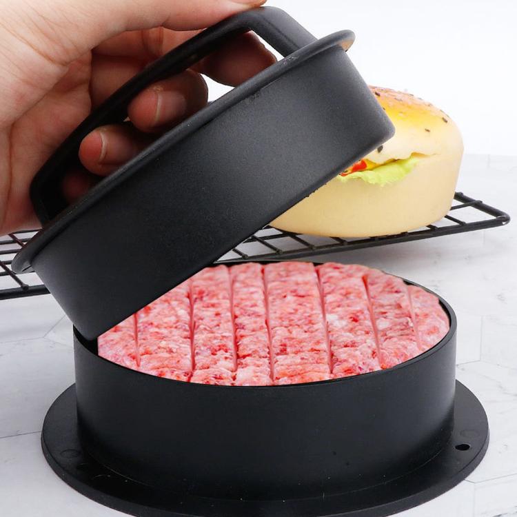 2 ชิ้นแฮมเบอร์เกอร์กดเนื้อเครื่องมือแพตตี้ชงแม่พิมพ์ Cutlet, 2PCS Black