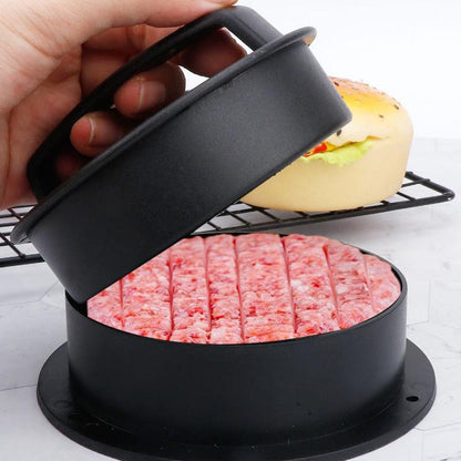 2 ชิ้นแฮมเบอร์เกอร์กดเนื้อเครื่องมือแพตตี้ชงแม่พิมพ์ Cutlet, 2PCS Black