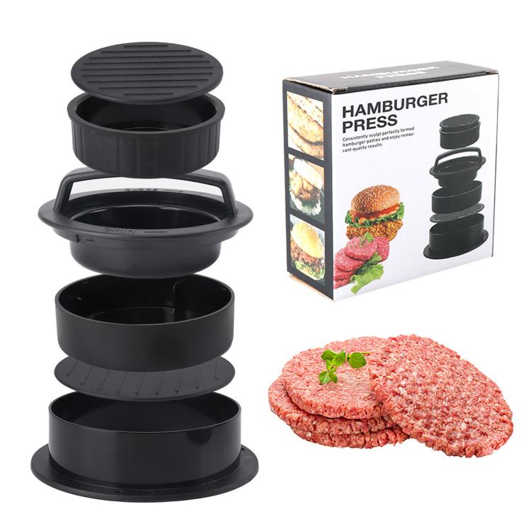 2 ชิ้นแฮมเบอร์เกอร์กดเนื้อเครื่องมือแพตตี้ชงแม่พิมพ์ Cutlet, 2PCS Black