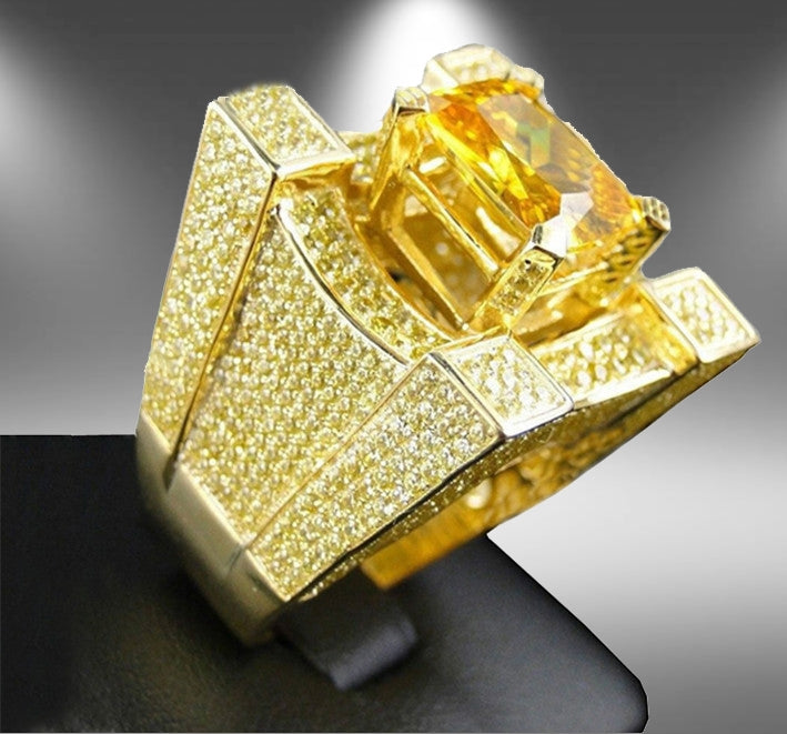 แหวนเพทาย Microencrusted สุดหรูของผู้ชาย