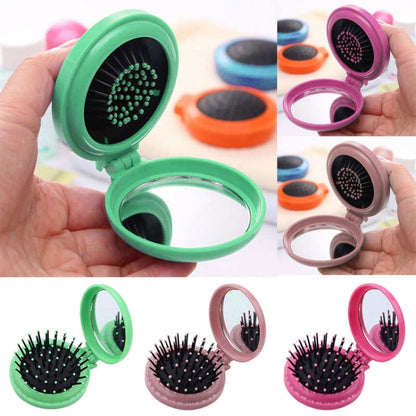 10 ชิ้นแบบพกพารอบกระเป๋าขนาดเล็กขนาดเดินทางนวดพับหวีแปรงผม, Random Color