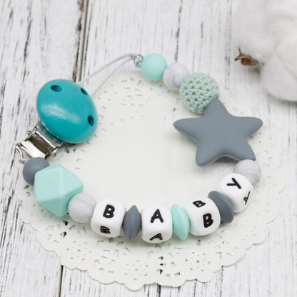 3 ชิ้น DIY ซิลิโคนเด็กจุกคลิปที่มีสีสันห่วงโซ่จุก