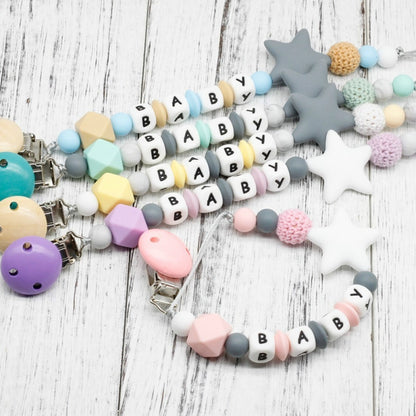 3 ชิ้น DIY ซิลิโคนเด็กจุกคลิปที่มีสีสันห่วงโซ่จุก