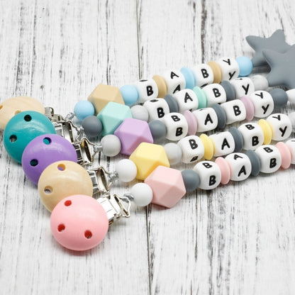 3 ชิ้น DIY ซิลิโคนเด็กจุกคลิปที่มีสีสันห่วงโซ่จุก