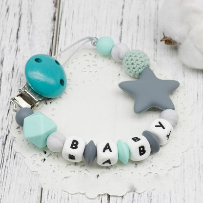 3 ชิ้น DIY ซิลิโคนเด็กจุกคลิปที่มีสีสันห่วงโซ่จุก