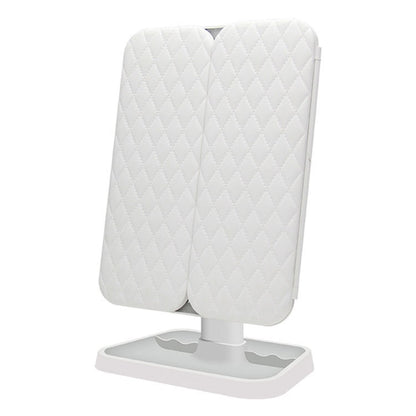 กระจกแต่งหน้าทรงสี่เหลี่ยม LED สามพับที่เรียบง่ายและมีสไตล์, Plug-in Monochrome Lamp, Charging Model Monochrome Lamp, Charging Model Three-color Light