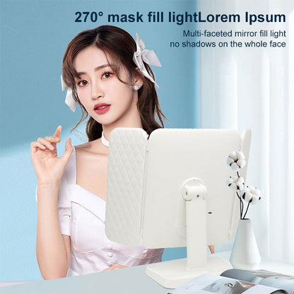 กระจกแต่งหน้าทรงสี่เหลี่ยม LED สามพับที่เรียบง่ายและมีสไตล์, Plug-in Monochrome Lamp, Charging Model Monochrome Lamp, Charging Model Three-color Light