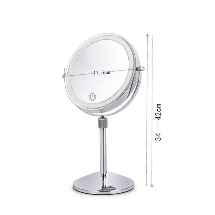 เดสก์ท็อป Double-SidedRound LED กระจกแต่งหน้าส่องสว่างกระจกขยายแบบยกได้, Plane + 3 Times Magnification(7-inch Battery Model), Plane + 5 Times Magnification(7-inch Battery Model), Plane + 7 Times Magnification(7-inch Battery Model)