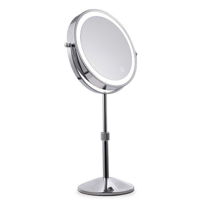 เดสก์ท็อป Double-SidedRound LED กระจกแต่งหน้าส่องสว่างกระจกขยายแบบยกได้, Plane + 3 Times Magnification(7-inch Battery Model), Plane + 5 Times Magnification(7-inch Battery Model), Plane + 7 Times Magnification(7-inch Battery Model)