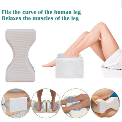 Orthopedic Memory Foam เข่า Wedge หมอนสำหรับ Sleeping อาการปวดตะโพกกลับ Hip Joint Pain Relief Contour ขาต้นขา Pad สนับสนุนเบาะ, White, White+bandage, Navy blue grid+bandage