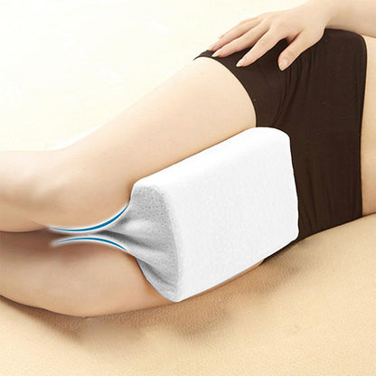Orthopedic Memory Foam เข่า Wedge หมอนสำหรับ Sleeping อาการปวดตะโพกกลับ Hip Joint Pain Relief Contour ขาต้นขา Pad สนับสนุนเบาะ, White, White+bandage, Navy blue grid+bandage