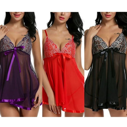 3 ชิ้นเซ็กซี่ชุดนอนเส้นรอบวงตาข่ายมุมมอง, S, M, L, XL