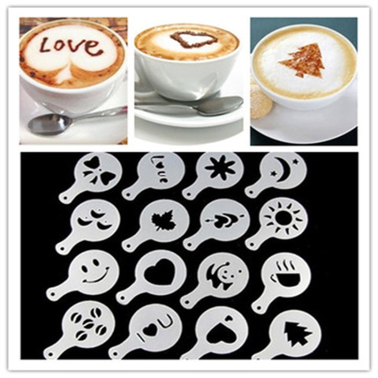 32 PCS ลายฉลุกาแฟกรองเครื่องชงกาแฟ Cappuccino แม่พิมพ์แม่แบบสกรูดอกไม้ Pad สเปรย์ Art Baking Tools, 32 PCS