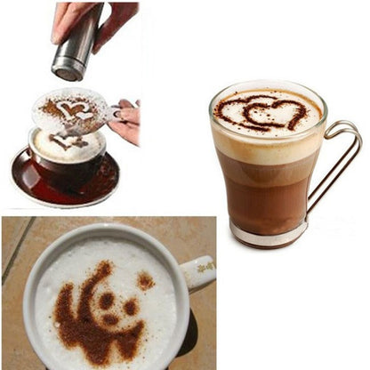 32 PCS ลายฉลุกาแฟกรองเครื่องชงกาแฟ Cappuccino แม่พิมพ์แม่แบบสกรูดอกไม้ Pad สเปรย์ Art Baking Tools, 32 PCS