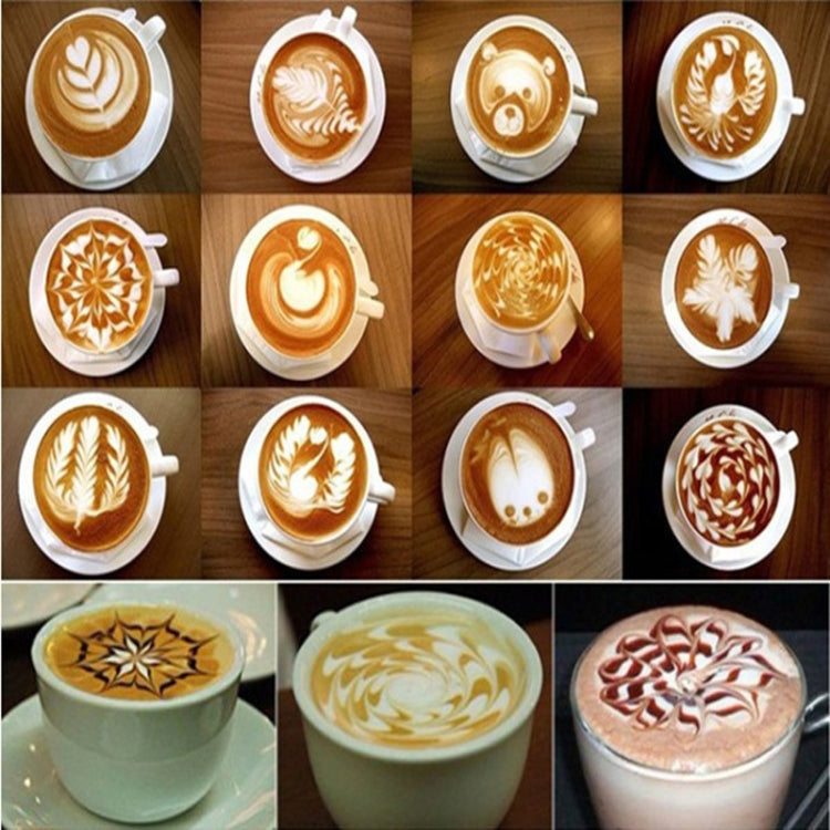 32 PCS ลายฉลุกาแฟกรองเครื่องชงกาแฟ Cappuccino แม่พิมพ์แม่แบบสกรูดอกไม้ Pad สเปรย์ Art Baking Tools, 32 PCS