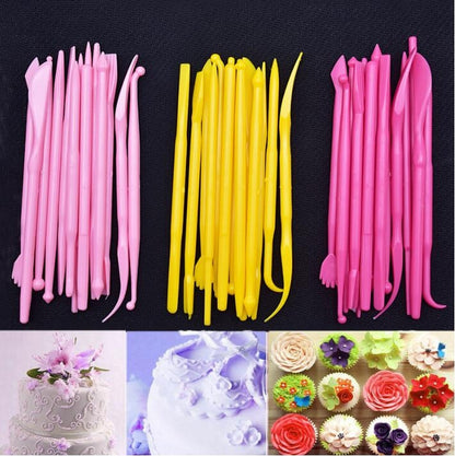 28 ชิ้นมินิ F Ondant จัดแต่งทรงผมแกะสลักกลุ่มเครื่องมือเค้กแกะสลักปากกา, 28 PCS Yellow, 28 PCS Rose Red, 28 PCS Pink