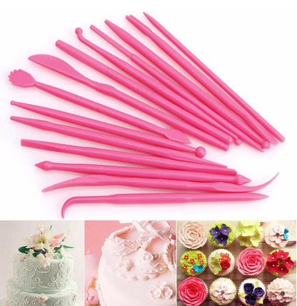28 ชิ้นมินิ F Ondant จัดแต่งทรงผมแกะสลักกลุ่มเครื่องมือเค้กแกะสลักปากกา, 28 PCS Yellow, 28 PCS Rose Red, 28 PCS Pink