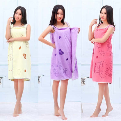 ผ้าเช็ดตัวแฟชั่นเลดี้สวมใส่แห้งเร็วผ้าเช็ดตัวชายหาดสปาเสื้อคลุมอาบน้ำกระโปรงอาบน้ำ
