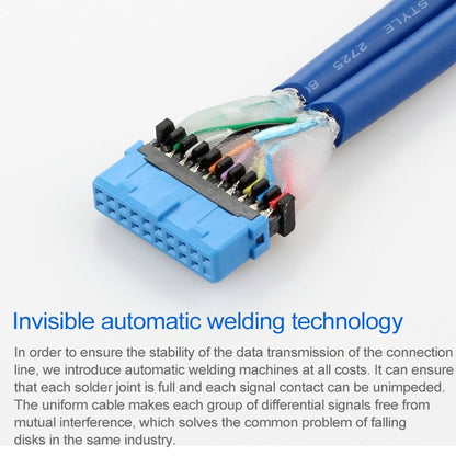 50ซม.USB3.0สายเมนบอร์ด20pinสายแม่-หญิงการแปลงF-F