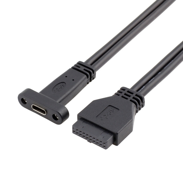 50 ซม. USB3.0 20P ถึง USB Type-C แม่แชสซี PCI Bit Baffle Wire