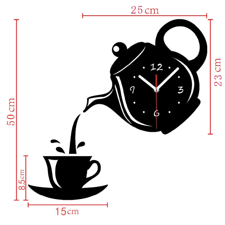 2 ชิ้นสร้างสรรค์ DIY อะคริลิถ้วยกาแฟกาน้ำชา 3D นาฬิกาแขวนตกแต่งห้องครัวนาฬิกาแขวนผนังห้องนั่งเล่นห้องรับประทานอาหารตกแต่งบ้านนาฬิกา