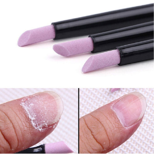 5 ชิ้นเล็บที่เรียบง่ายบดปากกาเล็บแกะสลัก Bluestone บาร์ควอตซ์หินขัดปากกา