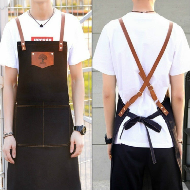 ผ้ากันเปื้อนลายป่ายีนส์เดนิมชุดคลุมทำผม